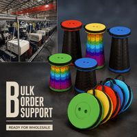 Tabouret télescopique pliable rond en plastique, siège portable à montage rapide, idéal pour les marchés, les vendeurs, la vente, la présentation, vente directe d'usine