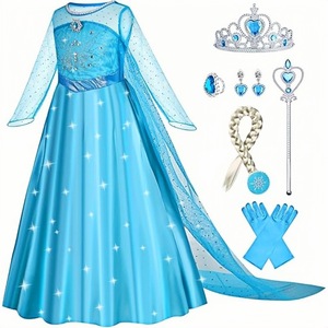 Vestido de Princesa Elsa de <span class=keywords><strong>Frozen</strong></span> con Temática Invernal para Niñas, Vestido de Tul de Manga Larga para Actuaciones Escénicas, Vestido de Cumpleaños - Product Image 2