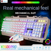 Clavier et souris de jeu filaires ergonomiques de haute qualité à 104 touches, rétroéclairage LED, ultra-mince, interface USB - En stock pour les joueurs
