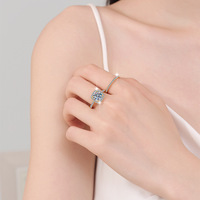 Bague solitaire à quatre griffes en argent sterling S925 avec certificat GRA, moissanite ronde brillante couleur D VVS1, bague de fiançailles pour femme
