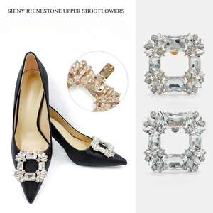 Fourniture de chaussures et bottes à talons hauts pour dames Boucles de chaussures amovibles décoratives Clips de chaussures en verre cristal carré pour pantoufles - Product Image 3