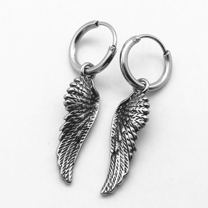 yunnique Angel <b>Wing</b> Drop <b>Earrings</b> Titanium Steel Tibetan Silver Unisex Jewelry Gift - Product Image 1