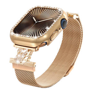 Bracelet de montre magnétique Loshi de luxe pour femme, 20mm/22mm, style Milan, avec diamants Swan et fonction respirante, pour Apple Watch 10 - Product Image 4