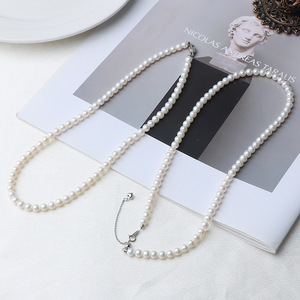 Collar de cuentas de perlas de agua dulce redondas naturales de 5-5,5mm de alta calidad, collar de cadena de clavícula de perlas versátil para joyería de mujer - Product Image 2
