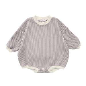 Nouvelle Combinaison Bébé Gaufre à Boutons Manches Longues Unie Décontractée Automne – Vente Flash - Product Image 1