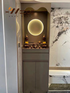 خزانة بودا عصرية بإله الثروة ، خزانة تخزين ذات سعة كبيرة ، تصميم من الخشب المقاوم للصدأ للأثاث - Product Image 2