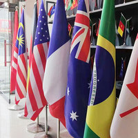 Drapeau national d'intérieur sur pied avec mât en acier inoxydable, drapeau de pays personnalisé pour salle de réunion