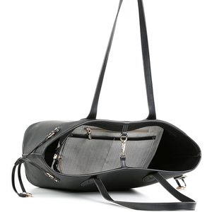 女式 PU 手提包，拉链开合，皮革内衬，宽敞，纯色图案，带徽标，适合大城市的单肩包，适合学校、工作、购物 - Product Image 5