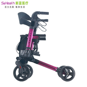 Déambulateur pliant en alliage d'aluminium S&Health avec siège et sac pour personnes âgées, aide à la mobilité - Product Image 3