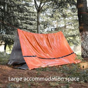 เต็นท์ฉุกเฉินสำหรับเอาตัวรอดพร้อมถุงเก็บแบบมีเชือกผูก อุปกรณ์ตั้งแคมป์ทนทานต่อสภาพอากาศแบบพกพา กันน้ำ สำหรับการเดินป่า - Product Image 3