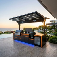 Cuisine extérieure moderne en acier inoxydable 304 personnalisée, série Cyber-Box intégrée pour projets de complexes hôteliers de luxe