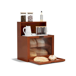 An Yue Bamboo Bread Box Multi Layer Desktop <b>Storage</b> <b>Kitchen</b> Shelf Dustproof Food Container Dark Brown AYK-8053 - Product Image 5