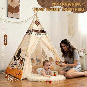 Tienda de Campaña Infantil de Lona de Algodón con Diseño de Camello del Desierto, <span class=keywords><strong>Tipi</strong></span> <span class=keywords><strong>para</strong></span> Jugar en Interiores <span class=keywords><strong>para</strong></span> <span class=keywords><strong>Niñas</strong></span> y Niños - Product Image 3