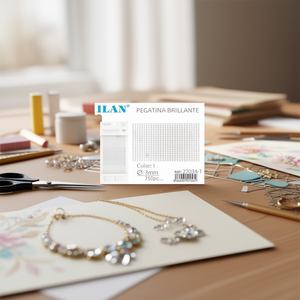 Adesivo con strass lucidi Ilan 3 mm colore 1 750 pezzi bianco - Product Image 2