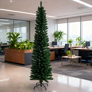 Sapin de Noël Artificiel Fin et Compact : Branches Vertes Denses, Construction Robuste, Décoration de Fêtes Élégante pour Espaces Restreints, Alimentation Solaire - Product Image 4