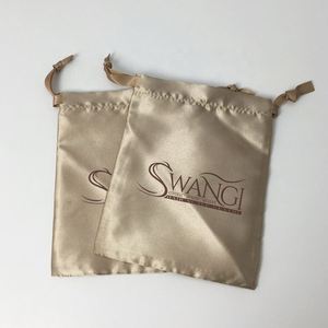 Custom Logo Printed Luxury Soft Satin Gift Bags Clothing Golden Dust Pouch Packaging - Product Image 5