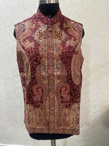 Gilet élégant pour homme en polyester/coton jacquard, col en V, décontracté, double boutonnage, coupe classique, sans manches, pour mariage d'été - Product Image 2