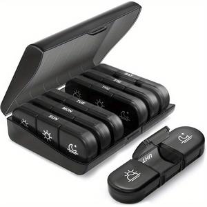 Organizador semanal de pastillas <span class=keywords><strong>para</strong></span> tabletas, caja de soporte <span class=keywords><strong>para</strong></span> pastillas <span class=keywords><strong>para</strong></span> viajes, 7 compartimentos, caja de pastillas, organizador de 7 días - Product Image 4