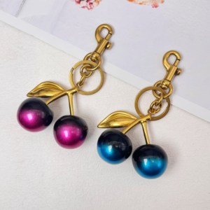 New Cherry Keychain <b>Bag</b> Pendant Women <b>Bag</b> Jewelry Beautiful Car Keychain 3D Crystal Cherry Keychain - Product Image 3
