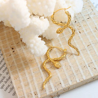 Pendientes de Aro de Serpiente de Lujo de Acero Inoxidable 316L Coreano al por Mayor, Chapados en Oro PVD de 14k y 18k, Modernos y de Moda para Mujer