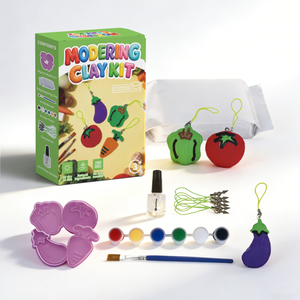 Kit de pâte à modeler à l'air libre sur le thème des légumes pour enfants, pour la création de pendentifs et porte-clés, non toxique, sans cuisson, sûr, cadeau artisanal éducatif pour enfants - Product Image 2