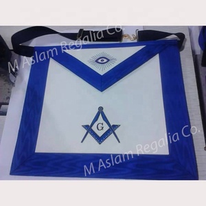 US Master Mason Apron With G Hand Embroidery | Hand Made White and Burgundy Satin Silk Apron | USA Flag Apron - Product Image 3
