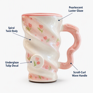Taza de Cerámica con Diseño Floral Perlado, 12oz, Ideal para Regalo de Boda o Cumpleaños, Personalizable con Logotipo, Pedidos al por Mayor - Product Image 4