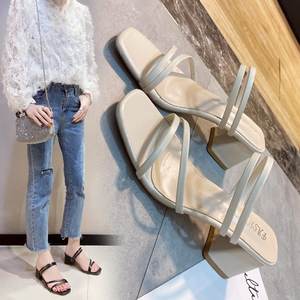 Horze <span class=keywords><strong>noir</strong></span> sandales minces style féerique 2024 nouvelles sandales à talons mi-hauts femmes portant des talons épais - Product Image 6