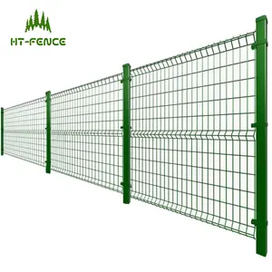 HT-FENCE terbaru keamanan logam galvanis 3d kawat las melengkung Panel jala pagar untuk jalan taman tanah sekolah tempat bermain