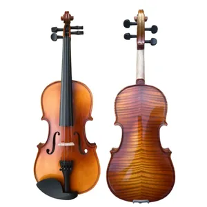 Violon d'étudiant professionnel fait main en <span class=keywords><strong>bois</strong></span> massif avec finition flamme tigre, en vente - Product Image 1