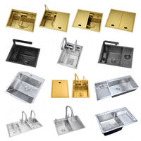 Évier de lavage portable en acier inoxydable 304 avec planche à laver, évier simple pour balcon ou placard