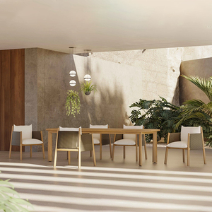 Ensemble de salle à manger d'extérieur moderne en teck pour hôtel, cour, villa et salle de sport - Chaises et table - Product Image 2