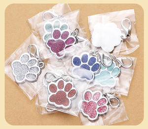 Tự làm tùy chỉnh laser-khắc Logo vòng cổ, lấp lánh Paw in Móc chìa khóa phụ kiện, con chó con, mèo, động vật Dấu Chân Mặt dây chuyền - Product Image 2