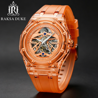 Montre automatique pour homme RAKSA DUKE avec logo personnalisé, cadran squelette de 44 mm, fabrication OEM ODM