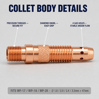 Torche de soudage TIG WP17 WP18 WP26, consommables de soudage TIG, corps de collet de soudage, accessoires et pièces pour pistolet de soudage TIG
