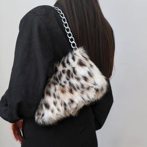 Designer de luxe doux hiver en peluche sac à bandoulière nouveau élégant grande <span class=keywords><strong>capacité</strong></span> imprimé léopard sac à provisions décontracté - Product Image 5
