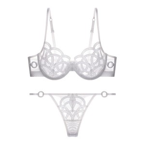 Wholesale Breathable Mesh Embroidery Lingerie <b>Set</b> <b>Sexy</b> Luxury Ultra-thin Women's Bra and Panty <b>Set</b> - Product Image 3