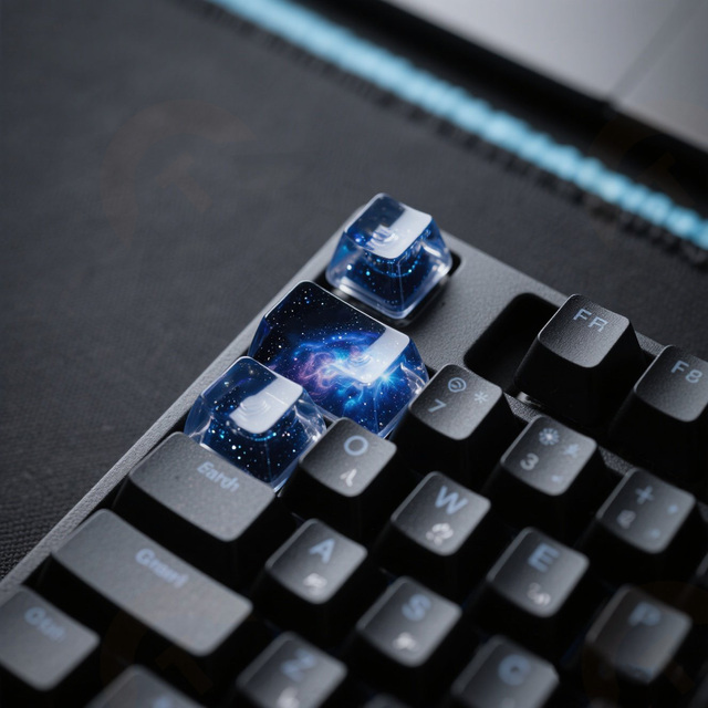 Customizable for Galaxy Deep Blue Transparent Resin Keycaps Personalized MX Keyboard Keycap Supplier