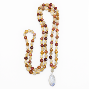 Magnifique et unique collier multi-pierres à 108 perles avec pendentif en pierre de lune, bijoux en pierres précieuses/cristaux, pour la fête des mères - Product Image 2