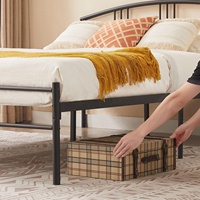 Cadre de lit double ou simple moderne en acier enduit de poudre noire pour la maison, l'école et la chambre à coucher dans les dortoirs.