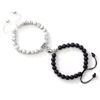 Bracelet en agate naturelle, bracelets magnétiques assortis en forme de cœur, 2 pièces, cadeaux de la Saint-Valentin pour couples, bracelets d'amitié