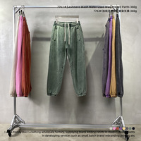 NOUVEAU Pantalon de jogging épais et large en molleton de coton lourd, coupe ample, avec motif brodé effet délavé, personnalisable par le fabricant