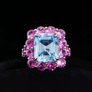 Anillos de Piedras Preciosas de Plata de Ley 925 con Gemas Cultivadas en Laboratorio Azules de Alta Calidad para Bodas y Fiestas - Product Image 2