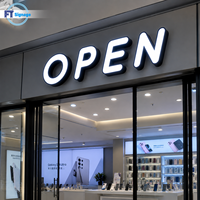 Enseigne lumineuse LED personnalisée en lettres canal, logo en acrylique éclairé par l'avant, enseigne publicitaire extérieure en acier inoxydable pour devanture de magasin