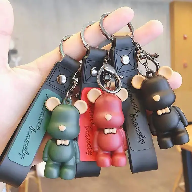 Creative Bear Doll Bow Tie Bear Keychain 6 Colors Car Key Pendant Bag Fashion Cute Pendant