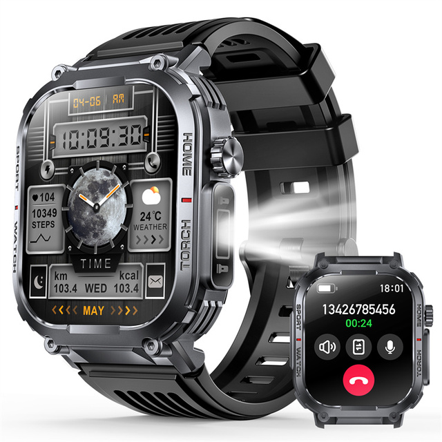 CR067 Men's Smartwatch With Lighting Function 2.02 Inch Tft Compass Sports & Outdoor Fitness Smart Watch