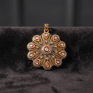 Women's Floral Diamond Pendant <b>Necklace</b> with Yellow Gold Finish Gift Product - Product Image 1