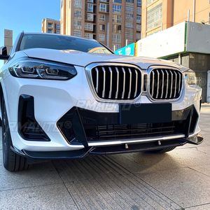สำหรับ BMW X3 G01 X4 G02 Ix3 G08 M Pack 2021+ สปอยเลอร์กันชนหน้าแบบ Splitter Lip Diffuser สีดำเงา ลายคาร์บอนไฟเบอร์ วัสดุ ABS - Product Image 5