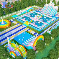 Parc aquatique gonflable sur mesure, château gonflable avec toboggan, parcours d'obstacles électrique extérieur