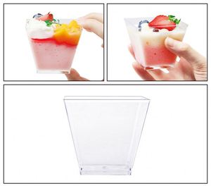 Mini-bols carrés jetables en PS pour desserts, petits gobelets en plastique pour dégustations et service de fête - Product Image 2